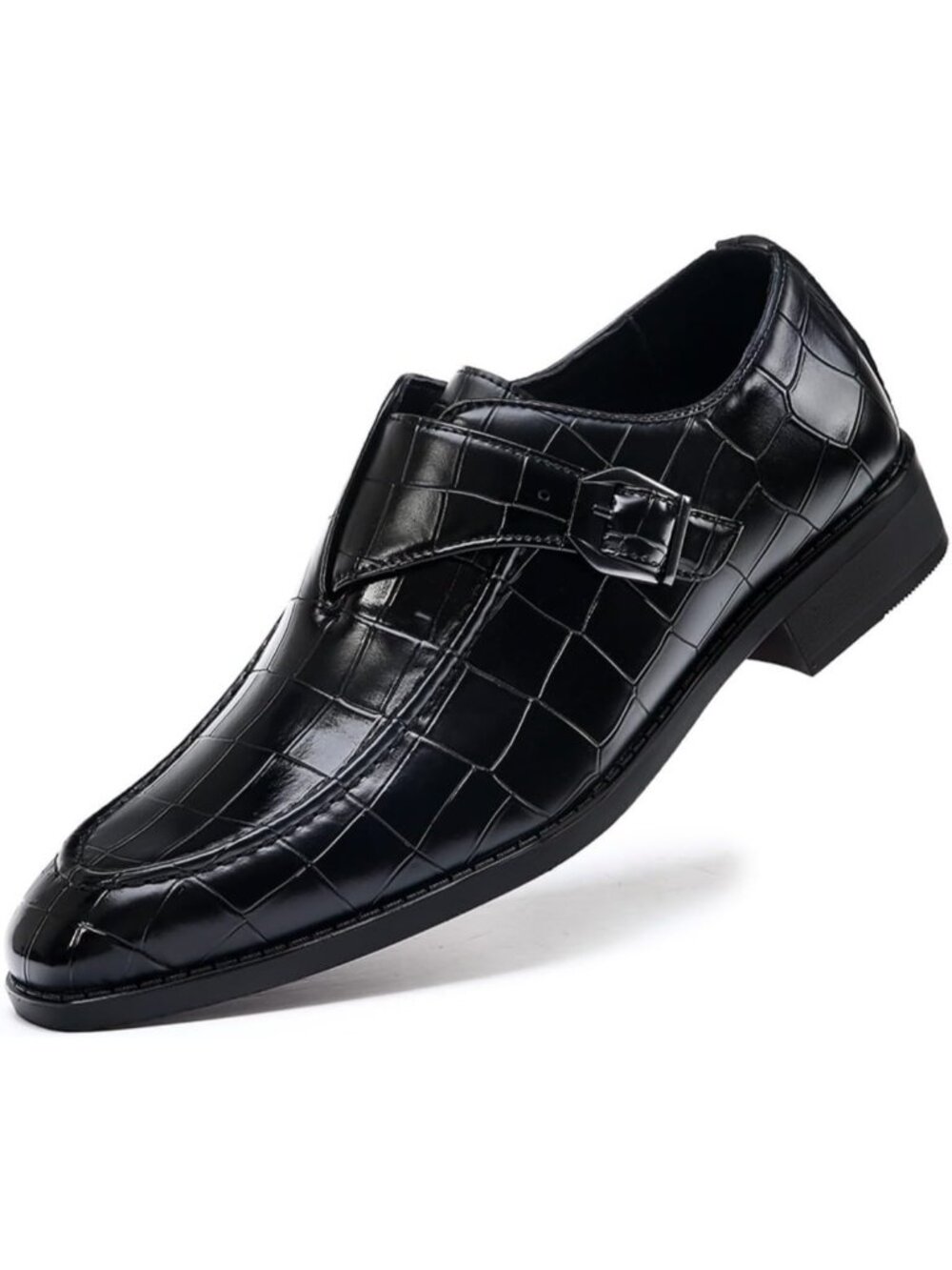 Men's Black Monk Strap Dress Loafer Shoes Retro Leather Oxfords Shoes